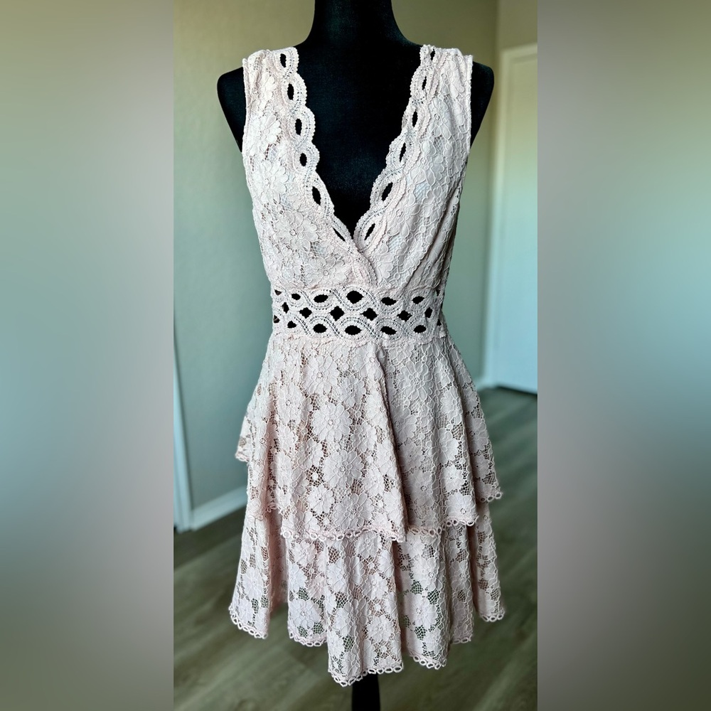 She + Sky Pink Lace Dress